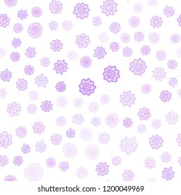 Light Purple vector seamless cover with beautiful snowflakes. Glitter abstract illustration with crystals of ice. Template for business cards, websites.