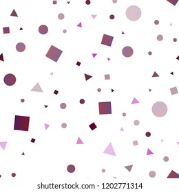 Light Purple vector seamless cover in polygonal style with circles. Abstract illustration with colorful dots, lines, cubes. Template for business cards, websites.