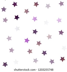 Light Purple vector seamless cover with small and big stars. Modern geometrical abstract illustration with stars. The template can be used as a background.