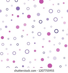 Light Purple vector seamless cover with spots. Beautiful colored illustration with blurred circles in nature style. Pattern for trendy fabric, wallpapers.