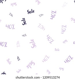 Light Purple vector seamless cover with symbols of 40 % sales. Colorful set of  percentage signs in simple style. Backdrop for ads, leaflets of Black Friday.