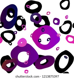Light Purple vector seamless cover with circles. Abstract illustration with colored bubbles in nature style. Pattern for design of window blinds, curtains.