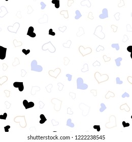 Light Purple vector seamless cover with Shining hearts. Decorative shining illustration with hearts on abstract template. Pattern for carnival, festival romantic leaflets.