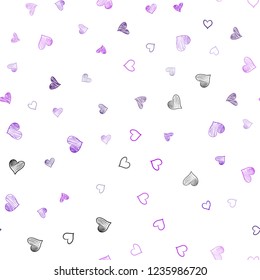 Light Purple vector seamless cover with Shining hearts. Glitter abstract illustration with colorful hearts in romantic style. Pattern can be used for valentine's ad, booklets.