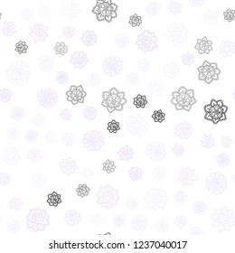 Light Purple vector seamless cover with beautiful snowflakes. Decorative shining illustration with snow on abstract template. Pattern for design of fabric, wallpapers.