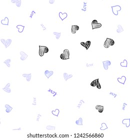 Light Purple vector seamless cover with quote LOVE YOU, hearts. Colorful gradient phrase LOVE YOU, hearts in abstract style. Template for business cards, websites.