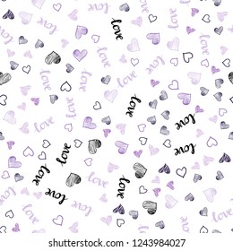 Light Purple vector seamless cover with quote LOVE YOU, hearts. Colorful illustration with quote LOVE YOU, hearts. Template for business cards, websites.