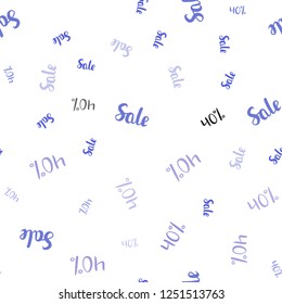 Light Purple vector seamless cover with symbols of 40 % sales. Abstract illustration with colorful gradient symbols of sales. Backdrop for ads, leaflets of Black Friday.