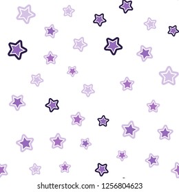 Light Purple vector seamless cover with small and big stars. Modern geometrical abstract illustration with stars. Template for business cards, websites.