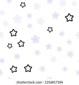 Light Purple vector seamless cover with small and big stars. Blurred decorative design in simple style with stars. Template for business cards, websites.