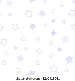 Light Purple vector seamless cover with small and big stars. Stars on blurred abstract background with gradient. Texture for window blinds, curtains.