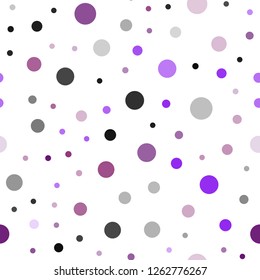 Light Purple vector seamless cover with spots. Modern abstract illustration with colorful water drops. Pattern for design of fabric, wallpapers.