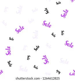 Light Purple vector seamless cover with symbols of sales. Abstract illustration with colorful gradient symbols of sales. Backdrop for ads, leaflets of Black Friday.