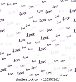 Light Purple vector seamless cover with quote LOVE YOU. Illustration with colorful phrase LOVE YOU in romantic style. Design for wallpaper, fabric makers.