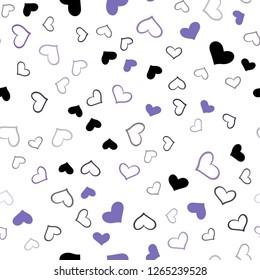 Light Purple vector seamless cover with Shining hearts. Blurred decorative design in doodle style with hearts. Pattern can be used for valentine's ad, booklets.