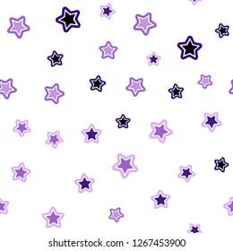 Light Purple vector seamless cover with small and big stars. Stars on blurred abstract background with gradient. Pattern for design of fabric, wallpapers.