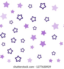 Light Purple vector seamless cover with small and big stars. Shining colored illustration with stars. Template for business cards, websites.