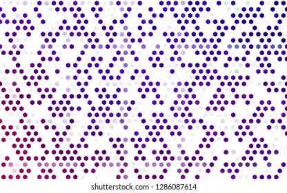 Light Purple vector seamless cover with set of hexagons. Illustration of colored hexagons on white surface. Pattern for trendy fabric, wallpapers.
