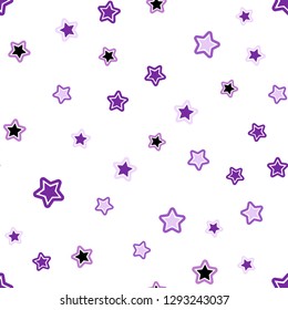 Light Purple vector seamless cover with small and big stars. Blurred decorative design in simple style with stars. Texture for window blinds, curtains.