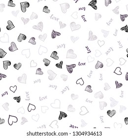Light Purple vector seamless cover with quote LOVE YOU, hearts. Romantic illustration with colorful phrase LOVE YOU, hearts. Template for business cards, websites.