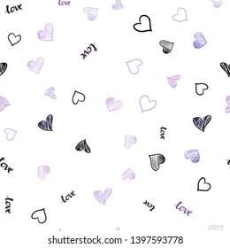 Light Purple vector seamless cover with quote LOVE YOU, hearts. Colorful gradient phrase LOVE YOU, hearts in abstract style. Design for textile, fabric, wallpapers.