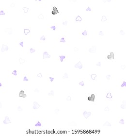 Light Purple vector seamless cover with Shining hearts. Blurred decorative design in doodle style with hearts. Template for Valentine's greeting postcards.