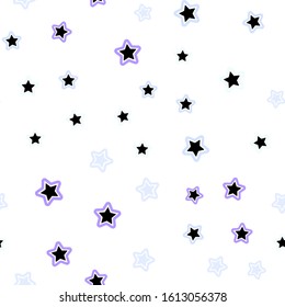 Light Purple vector seamless cover with small and big stars. Stars on blurred abstract background with gradient. Design for textile, fabric, wallpapers.