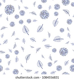 Light Purple vector seamless doodle background with leaves and flowers. Creative illustration in blurred style with leaves, flowers. Brand new style for your business design.