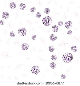 Light Purple vector seamless doodle background with leaves and flowers. Modern abstract illustration with leaves and flowers. Pattern for heads of websites and designs.