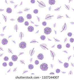 Light Purple vector seamless doodle backdrop with leaves and flowers. Brand new colored illustration with leaves and flowers. Brand new style for your business design.