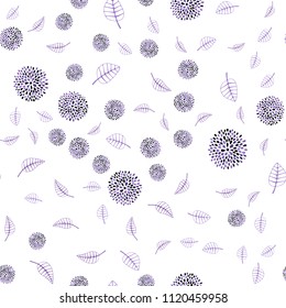 Light Purple vector seamless doodle layout with leaves and flowers. Colorful illustration in doodle style with leaves, flowers. Pattern for wallpapers and coloring books.
