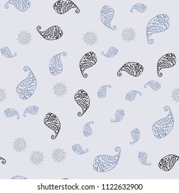 Light Purple vector seamless doodle pattern with leaves and flowers. Doodle illustration of leaves and flowers in Origami style. Pattern for wallpapers and coloring books.
