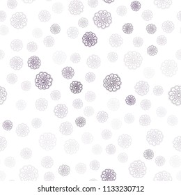 Light Purple vector seamless doodle blurred texture. A vague abstract illustration with flowers in doodles style. Completely new design for your business.