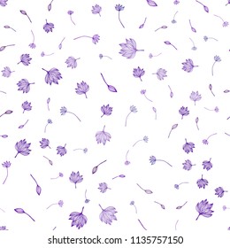 Light Purple vector seamless doodle texture. Modern geometrical abstract illustration with leaves. Hand painted design for web, leaflet, textile.