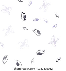 Light Purple vector seamless doodle backdrop with leaves. Colorful illustration in doodle style with leaves. Pattern for trendy fabric, wallpapers.