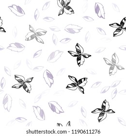 Light Purple vector seamless doodle background with leaves. A vague abstract illustration with leaves in doodles style. Design for textile, fabric, wallpapers.