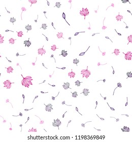 Light Purple vector seamless doodle background. Decorative design in Indian style with leaves. New template for your brand book.