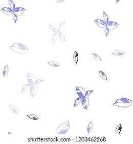 Light Purple vector seamless doodle backdrop with leaves. Shining colored illustration with leaves in doodle style. Pattern for design of window blinds, curtains.