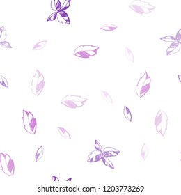 Light Purple vector seamless doodle layout with leaves. Colorful illustration in doodle style with leaves. Pattern for design of window blinds, curtains.