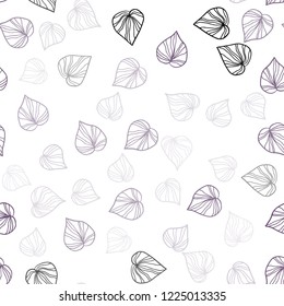 Light Purple vector seamless doodle background with leaves. leaves on blurred abstract background with gradient. Pattern for trendy fabric, wallpapers.