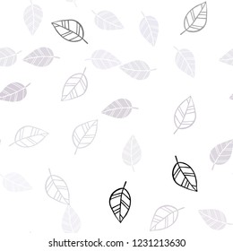 Light Purple vector seamless doodle background with leaves. Brand new colored illustration in blurry style with leaves. Template for business cards, websites.
