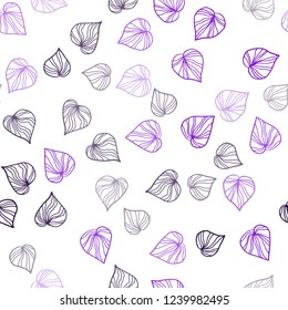 Light Purple vector seamless doodle template with leaves. Doodle illustration of leaves in Origami style with gradient. Design for textile, fabric, wallpapers.