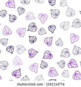 Light Purple vector seamless doodle pattern with leaves. leaves on elegant natural pattern with gradient. Design for textile, fabric, wallpapers.