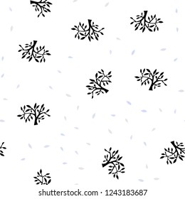 Light Purple vector seamless doodle texture with leaves, branches. Sketchy doodles on white background. Pattern for design of fabric, wallpapers.