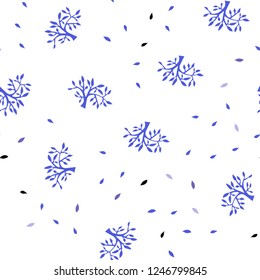 Light Purple vector seamless doodle background with leaves, branches. Doodle illustration of leaves and branches in Origami style. Pattern for design of fabric, wallpapers.