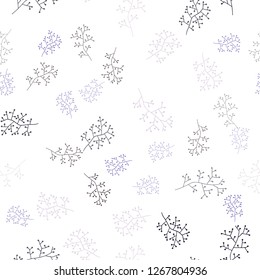 Light Purple vector seamless doodle background with branches. Glitter abstract illustration with leaves and branches. Texture for window blinds, curtains.