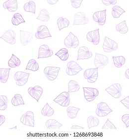 Light Purple vector seamless doodle pattern with leaves. Creative illustration in blurred style with leaves. Pattern for design of window blinds, curtains.
