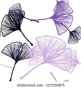 Light Purple vector seamless doodle template with leaves. Modern geometrical abstract illustration with leaves. Design for textile, fabric, wallpapers.