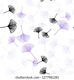 Light Purple vector seamless doodle layout with leaves. leaves on elegant natural pattern with gradient. Template for business cards, websites.