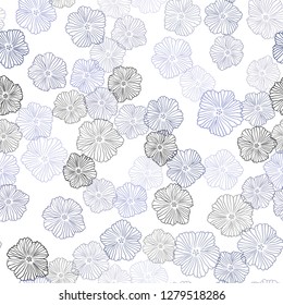 Light Purple vector seamless doodle background with flowers. Abstract illustration with flowers in doodles style. Design for textile, fabric, wallpapers.